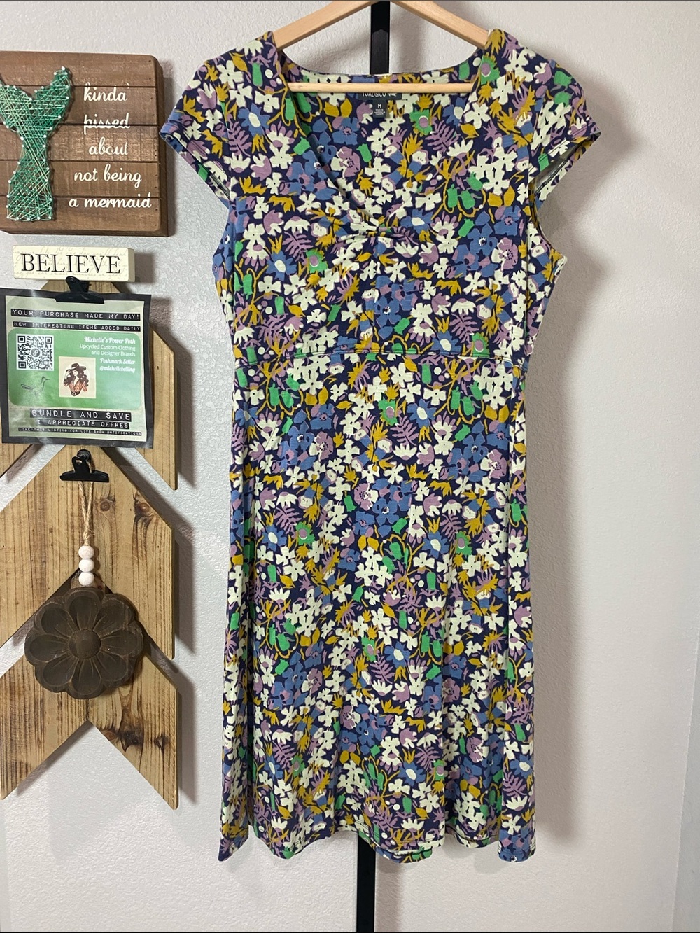 Toad&Co Purple Multicolor Floral Midi Dress pp18 L37
